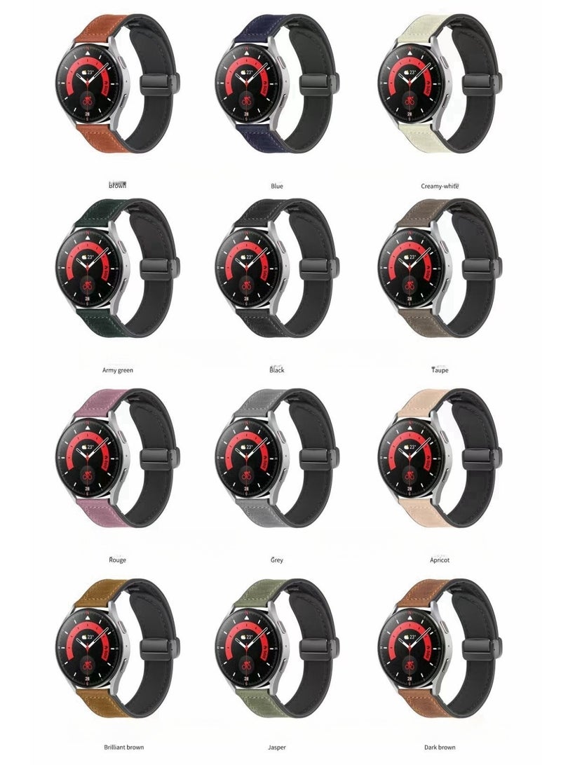 TDZDDYS Leather Watch Band 22mm Leather Watch Band with Magnetic Buckle Design, Compatible with Huawei GT3/4 46mm, GT3 Pro, Huawei Watch 3, GT2e, GT2 Pro, GT2 42/46mm, Samsung Galaxy Watch 3 45mm/Ge - Image 2